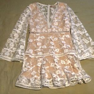 NWT ASOS white cream lace dress 70’s bell sleeves